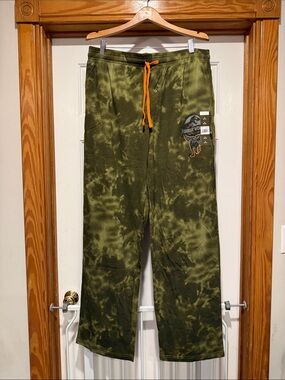 Olive Tie-Dye Lounge Pants with Orange Drawcord - Jurassic World